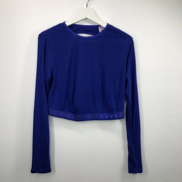 SAVAGE X FENTY Blue Long Sleeve Scoop Back Cropped Sleepwear Top NWT Size 2X - Picture 4 of 11